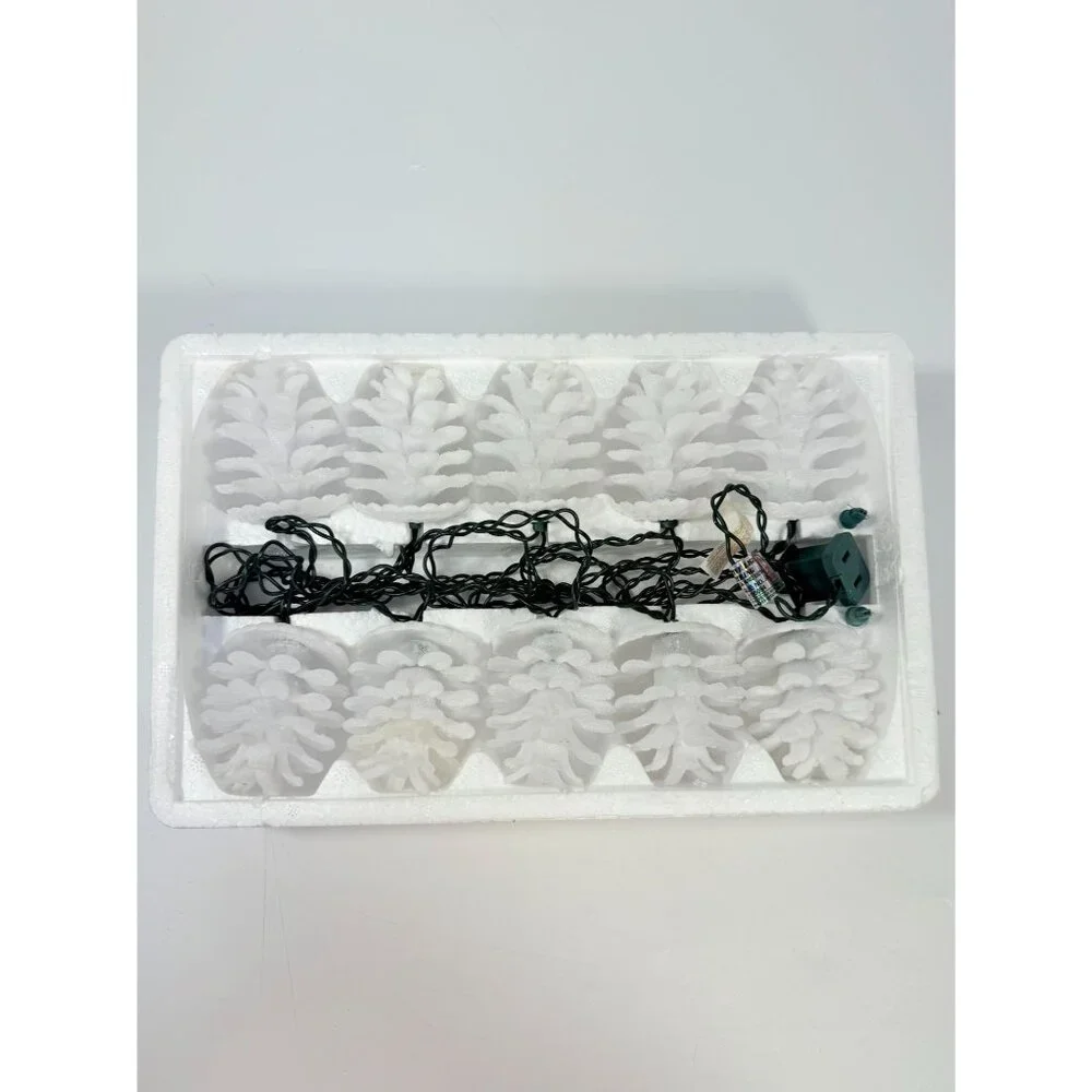 Christmas Lights Pine Cone String Light 10 Light Set Green Strand In Box Hoferts
